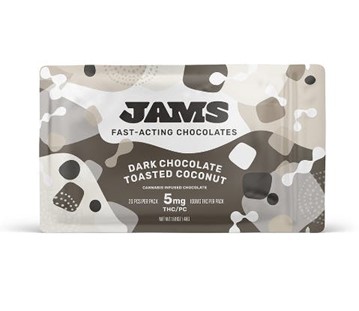 Buy JAMS Edibles Toasted Coconut Fast-Acting Dark Chocolates [5mg] 20-Pieces image