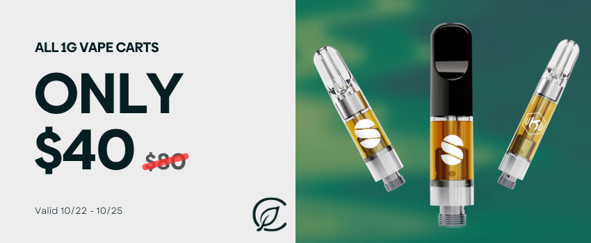 Cannabis Promo, Cannabis Sales, Cannabis Discounts, Cannabis on Sale, All 1g Vape Carts for $40