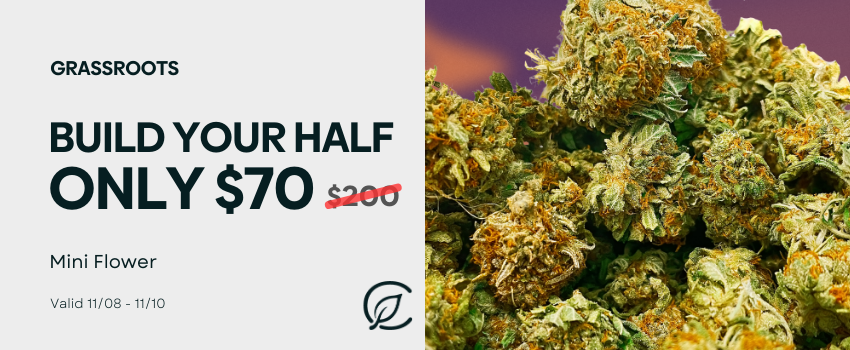 Cannabis Promo, Cannabis Sales, Cannabis Discounts, Cannabis on Sale, Grassroots Minis: Build Your Own 1/2 OZ For $70 (4 - 3.5g)