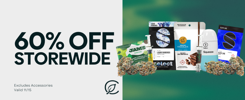 Cannabis Promo, Cannabis Sales, Cannabis Discounts, Cannabis on Sale, 60% Off Everything (Excludes Accessories)