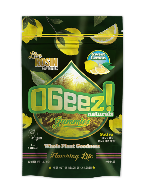 OGeez! Vegan Sweet Lemon Live Rosin Gummies 10mg ea | 10-Pack