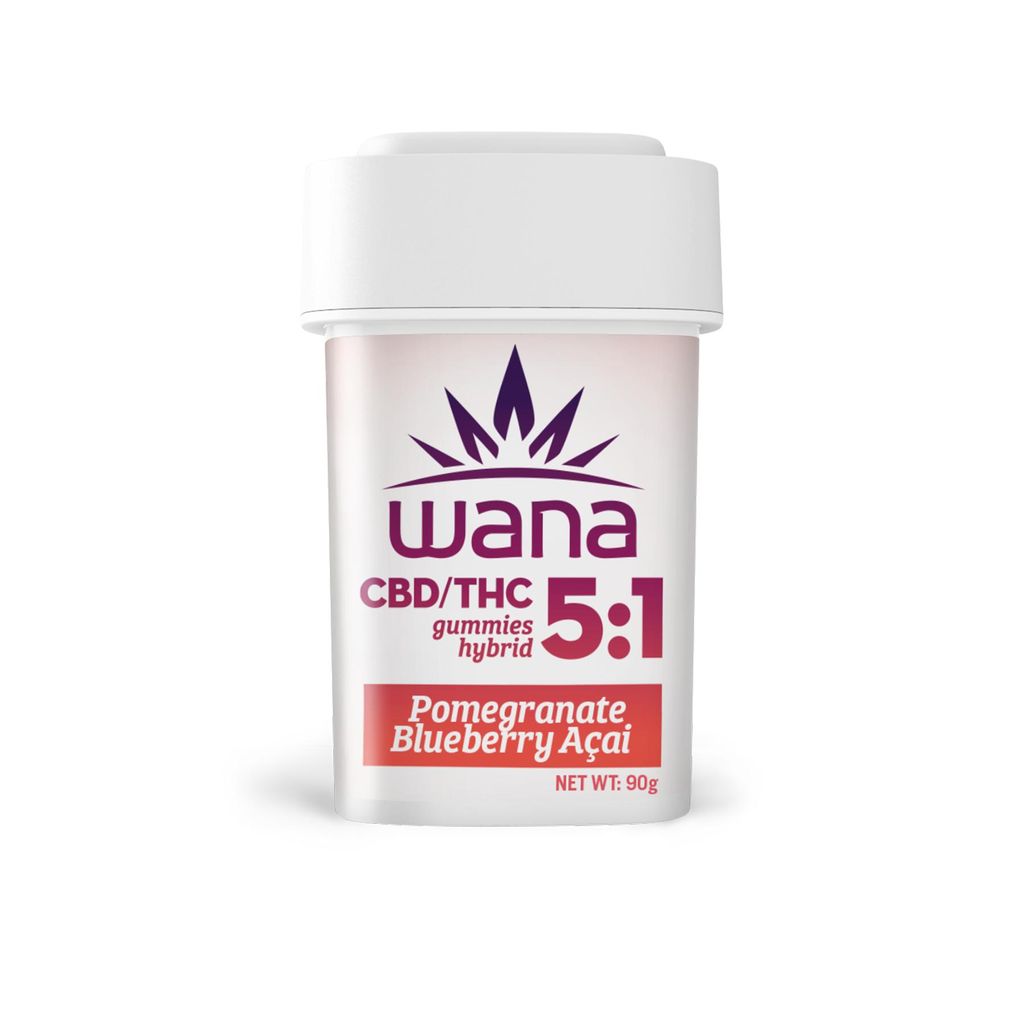 Wana Classic Pomegranate Blueberry Acai Ratioed Gummies 5mg ea | 20-Pack | 1:5 THC:CBD