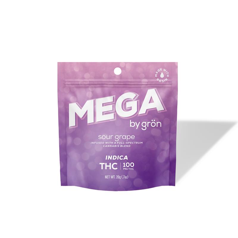 Gron Mega Sour Grape Gummies 100mg