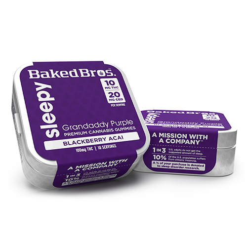 Baked Bros Sleepy Blackberry Acai Ratioed Gummies 10mg ea | 10-Pack | 1:2 THC:CBD