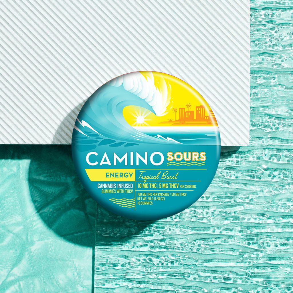KIVA Camino Sours Tropical Burst Ratioed Gummies 10mg ea | 10-Pack | 2:1 THC:THCV