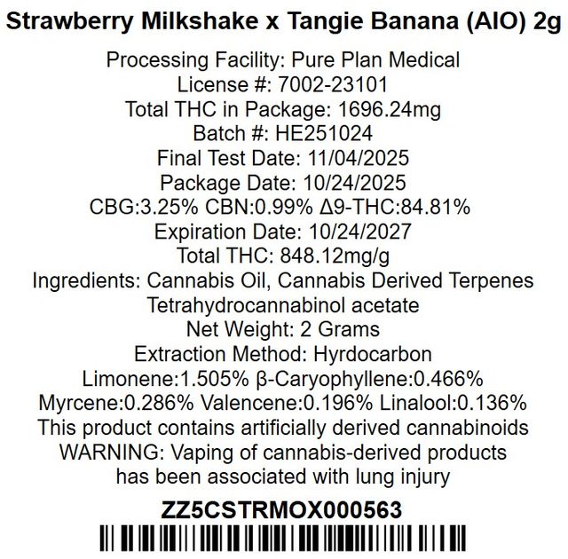 Strawberry Milkshake x Tangie Banana Pure Plan Strawberry Milkshake x Tangie Banana Pure Plan