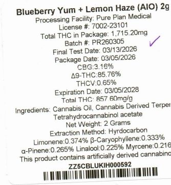 Blueberry Yum x Lemon Haze Pure Plan Blueberry Yum x Lemon Haze Pure Plan