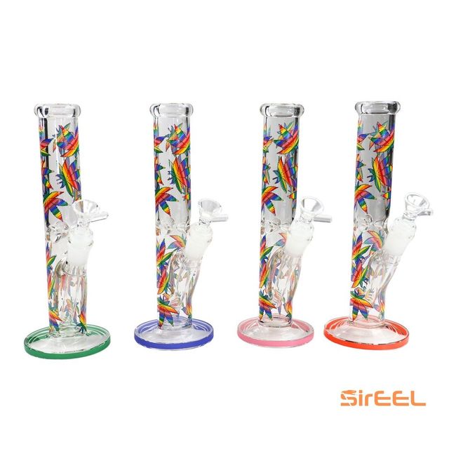 Leafy Rainbow Tube Bong with Bowl SirEEL