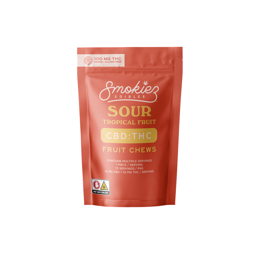 Smokiez Sour Tropical Fruit Ratioed Gummies 10mg ea | 10-Pack