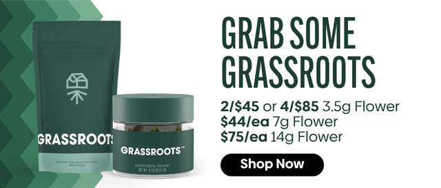 Cannabis Promo, Cannabis Sales, Cannabis Discounts, Cannabis on Sale, Grassroots 3.5G | 4 for $85