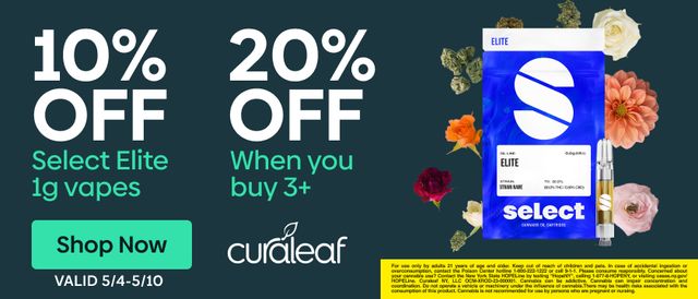 Cannabis Promo, Cannabis Sales, Cannabis Discounts, Cannabis on Sale, 10% Off Select Elite & Essentials 1g Cartridges!