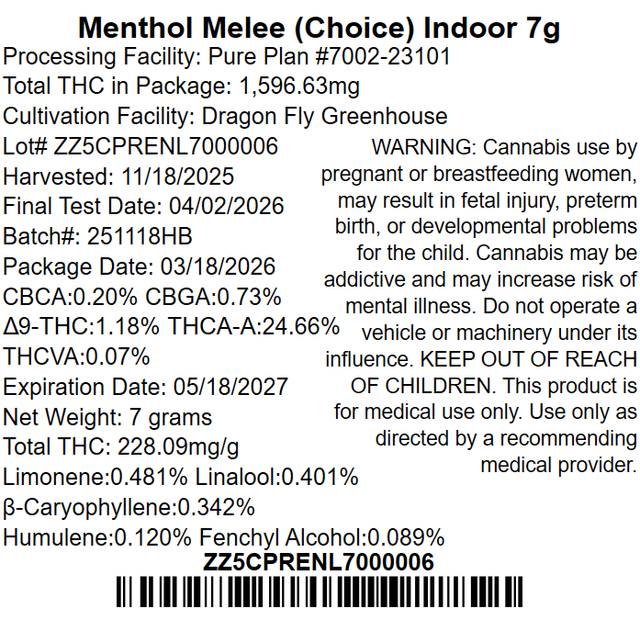 Menthol Melee Pure Plan Menthol Melee Pure Plan