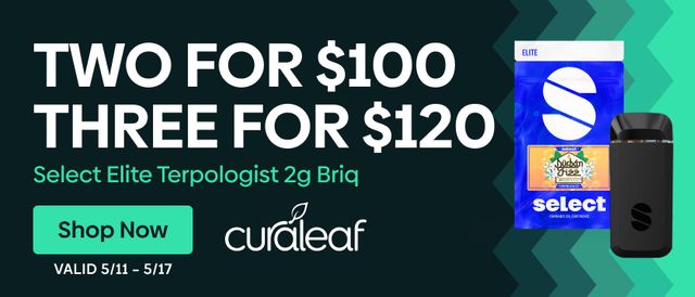 Cannabis Promo, Cannabis Sales, Cannabis Discounts, Cannabis on Sale, Buy 3 Select Elite Terpologist Briq 2g for $120!