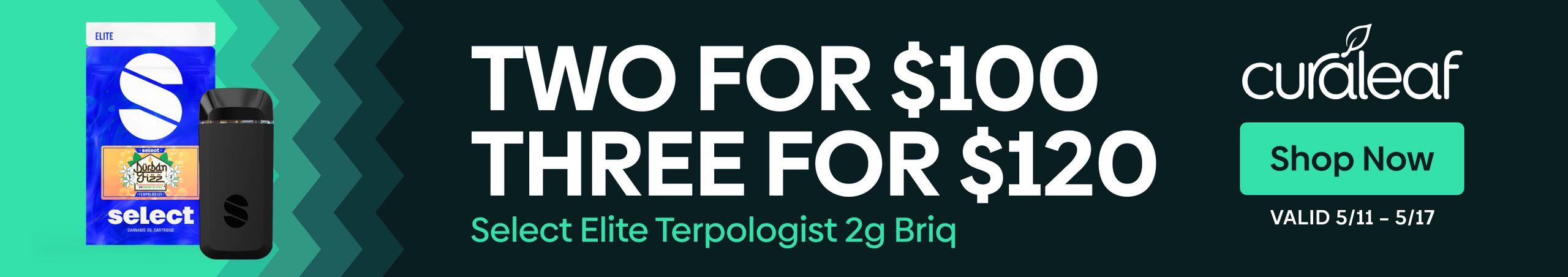 Cannabis Promo, Cannabis Sales, Cannabis Discounts, Cannabis on Sale, Buy 3 Select Elite Terpologist Briq 2g for $120!