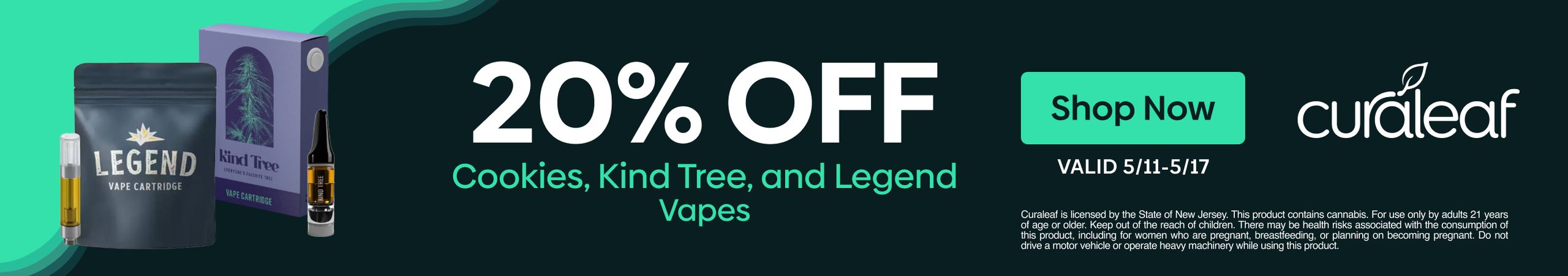 Cannabis Promo, Cannabis Sales, Cannabis Discounts, Cannabis on Sale, 20% Off Cookies, Legend & Kind Tree Vapes!
