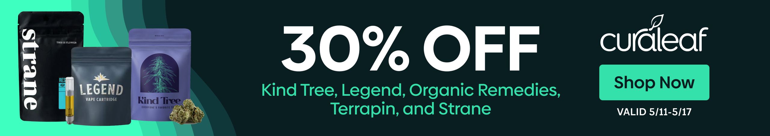 Cannabis Promo, Cannabis Sales, Cannabis Discounts, Cannabis on Sale, 30% Off KindTree, Legend, OrganicRemedies, Terrapin & Strane