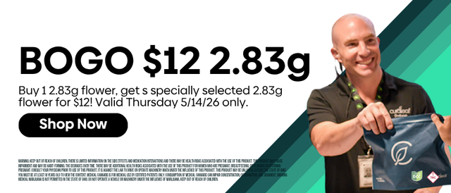Cannabis Promo, Cannabis Sales, Cannabis Discounts, Cannabis on Sale, Thursday BOGO $12 Specially Selected 2.83G