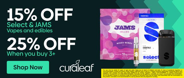 Cannabis Promo, Cannabis Sales, Cannabis Discounts, Cannabis on Sale, 15% Off Select & Jams Branded Vapes & Edibles!