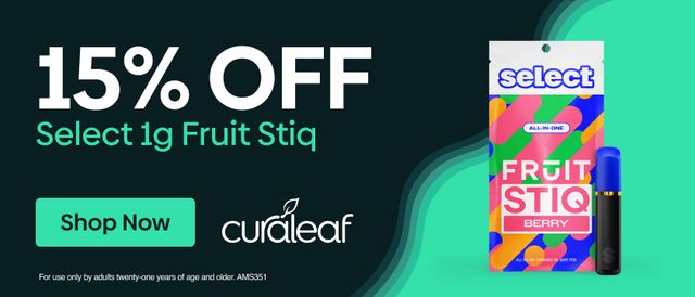 Cannabis Promo, Cannabis Sales, Cannabis Discounts, Cannabis on Sale, 15% Off Select 1g Fruit Stiq Vapes!
