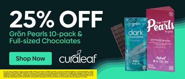 Cannabis Promo, Cannabis Sales, Cannabis Discounts, Cannabis on Sale, 25% Off Gron Full Sized Pearls & Chocolates!