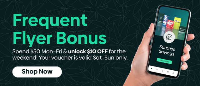 Cannabis Promo, Cannabis Sales, Cannabis Discounts, Cannabis on Sale, Frequent Flyer | 10% OFF Stackable