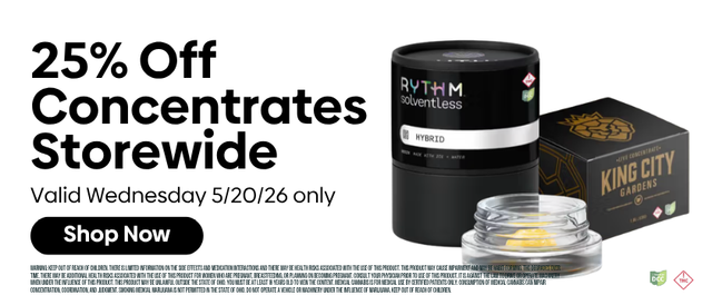 Cannabis Promo, Cannabis Sales, Cannabis Discounts, Cannabis on Sale, Wednesday 25% OFF Concentrates