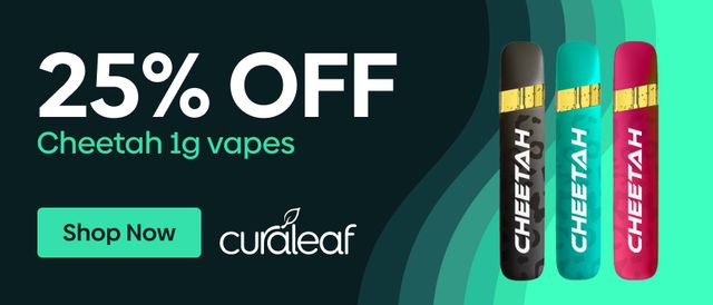 Cannabis Promo, Cannabis Sales, Cannabis Discounts, Cannabis on Sale, 25% Off Cheetah 1g Vapes!