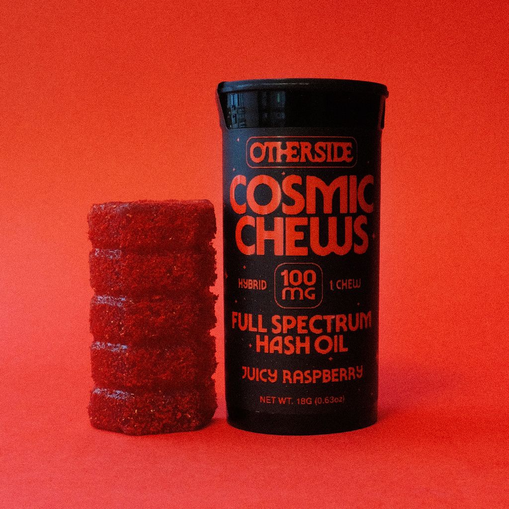 Otherside Cosmic Chews Juicy Raspberry Full Spectrum Hash Oil Gummies 100mg