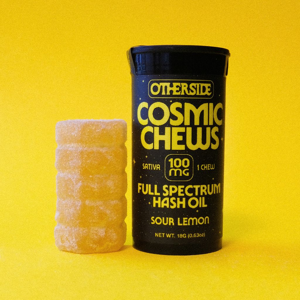 Otherside Cosmic Chews Sour Lemon Full Spectrum Hash Oil Gummies 100mg