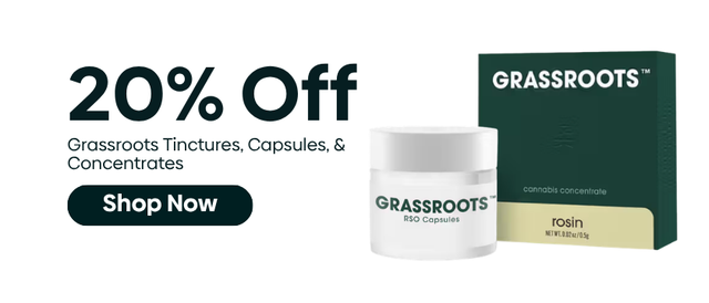 Cannabis Promo, Cannabis Sales, Cannabis Discounts, Cannabis on Sale, 20% OFF Grassroots | Processed Goods