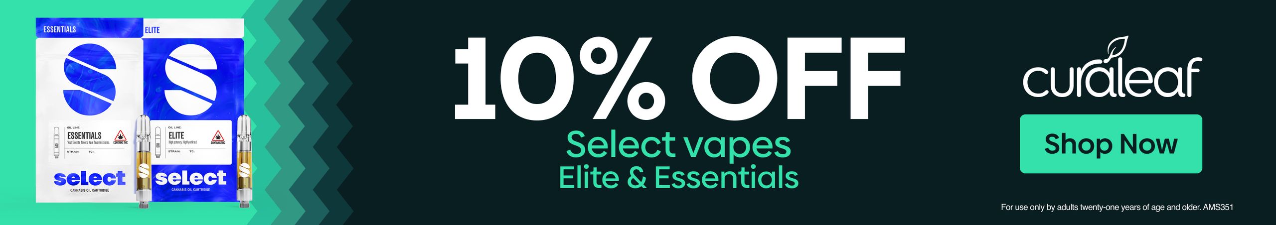 Cannabis Promo, Cannabis Sales, Cannabis Discounts, Cannabis on Sale, 10% Off All Select Elite & Essentials 1g Cartridges!