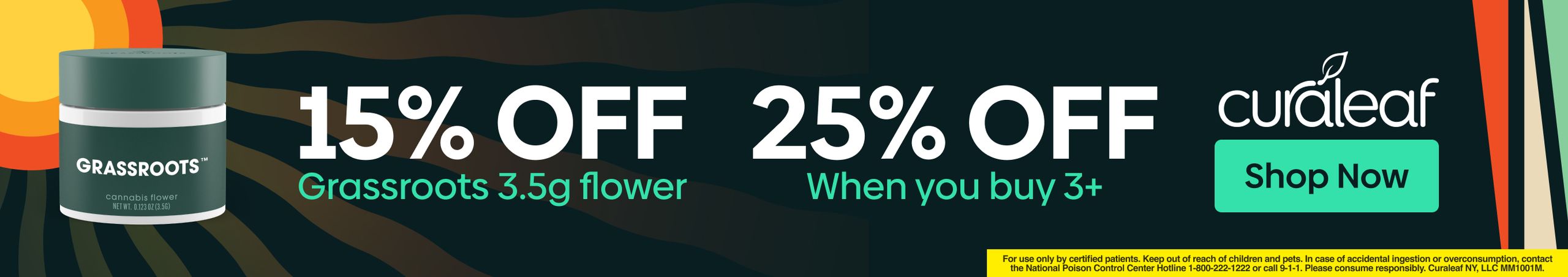 Cannabis Promo, Cannabis Sales, Cannabis Discounts, Cannabis on Sale, 15% Off All Grassroots 3.5g Flower!