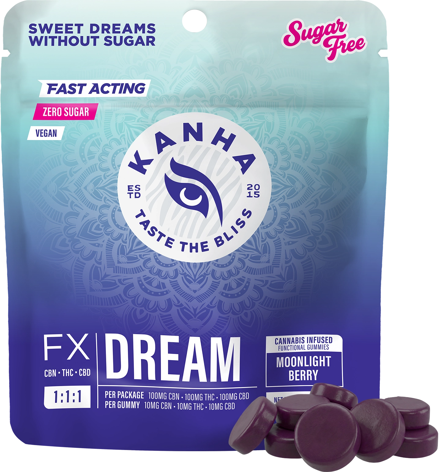 KANHA FX Dream Moonlight Berry Gummies 10mg ea | 10-Pack