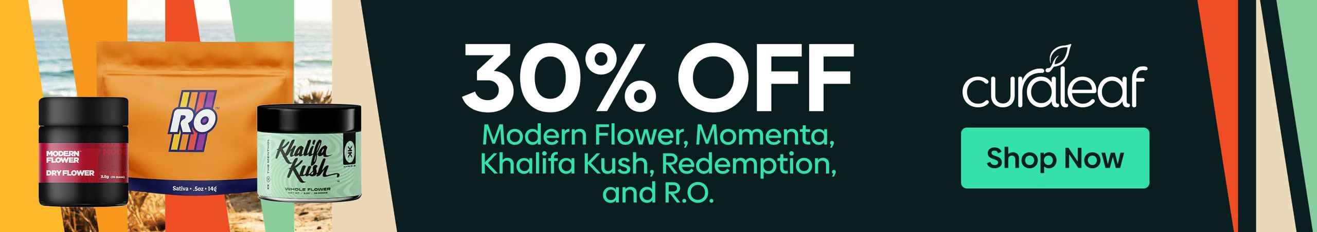 Cannabis Promo, Cannabis Sales, Cannabis Discounts, Cannabis on Sale, 30% Off Modern FL, R.O, Momenta, Khalifa Kush, & Redemption!