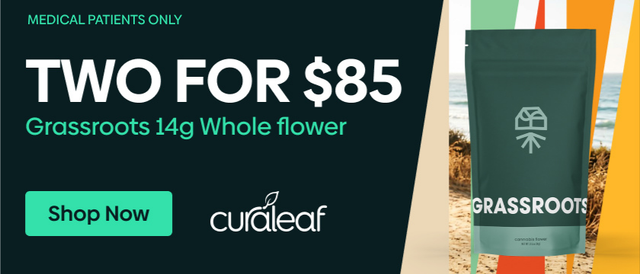 Cannabis Promo, Cannabis Sales, Cannabis Discounts, Cannabis on Sale, Buy Any 2 Grassroots 14g Whole Flower for $85!