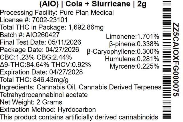Cola + Slurricane Pure Plan Cola + Slurricane Pure Plan