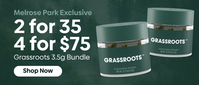 Cannabis Promo, Cannabis Sales, Descuentos en cannabis, Cannabis on Sale, Melrose ONLY Grassroots 3.5G | 4 por $75