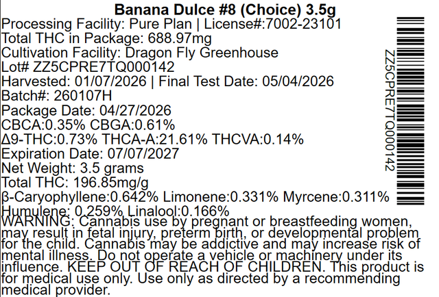 Banana Dulce #8 Pure Plan Banana Dulce #8 Pure Plan