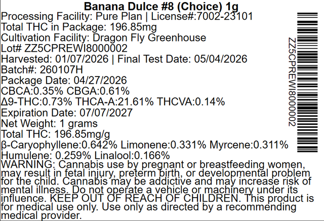 Banana Dulce #8 Pure Plan Banana Dulce #8 Pure Plan