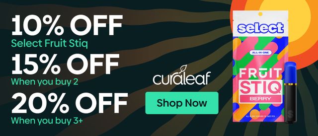 Cannabis Promo, Cannabis Sales, Cannabis Discounts, Cannabis on Sale, 10% Off Select Fruit Stiq!