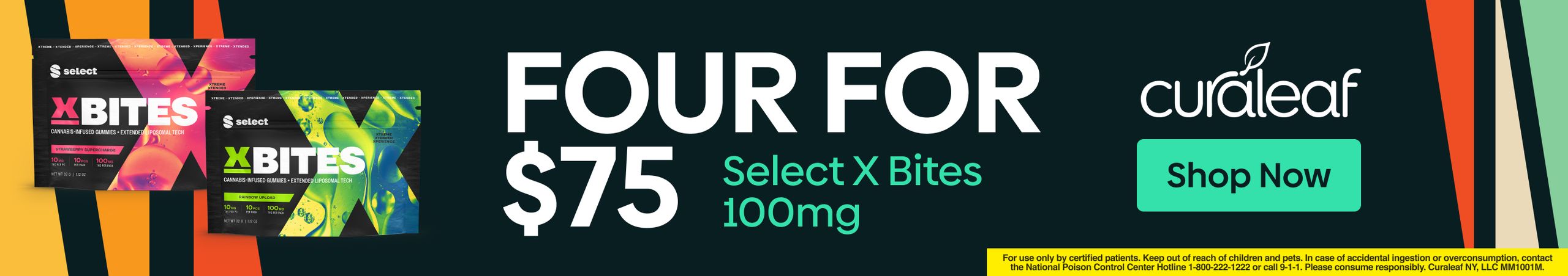 Cannabis Promo, Cannabis Sales, Cannabis Discounts, Cannabis on Sale, Buy Any 4 100mg Select X-Bites for $75!