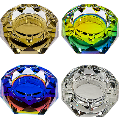 Faceted Octagon Iridized Glass Ashtray LuvBuds