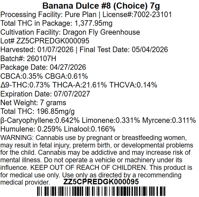 Banana Dulce #8 Pure Plan Banana Dulce #8 Pure Plan