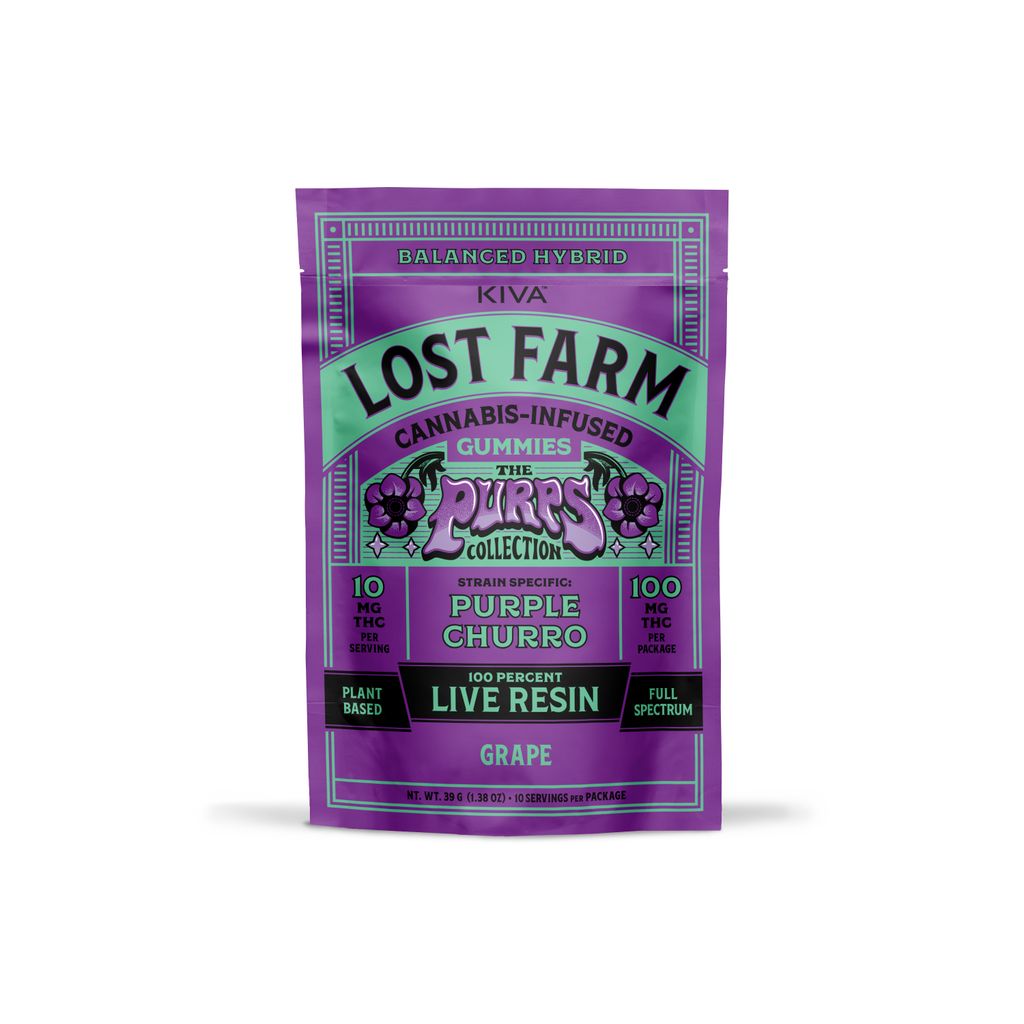 KIVA Lost Farm Grape Live Resin Gummies 10mg ea | 10-Pack