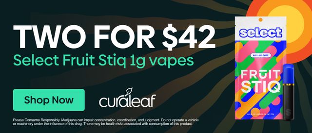 Cannabis Promo, Cannabis Sales, Cannabis Discounts, Cannabis on Sale, 2 for $42 Select Fruit Stiq 1g Vapes!