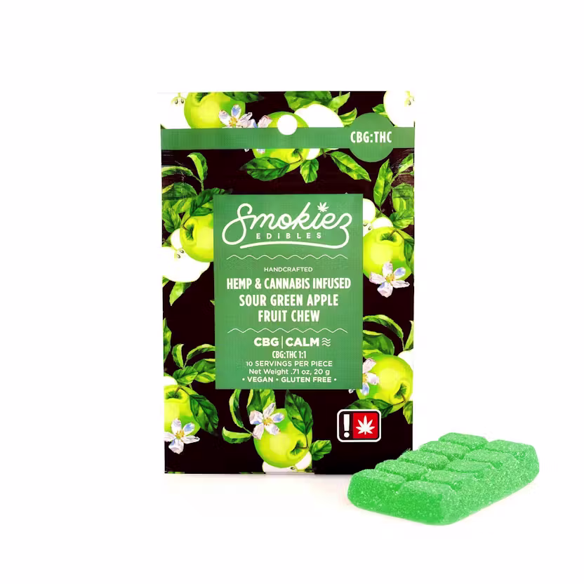 Smokiez Sour Green Apple Ratioed Fruit Chew 10mg ea | 10-Pack