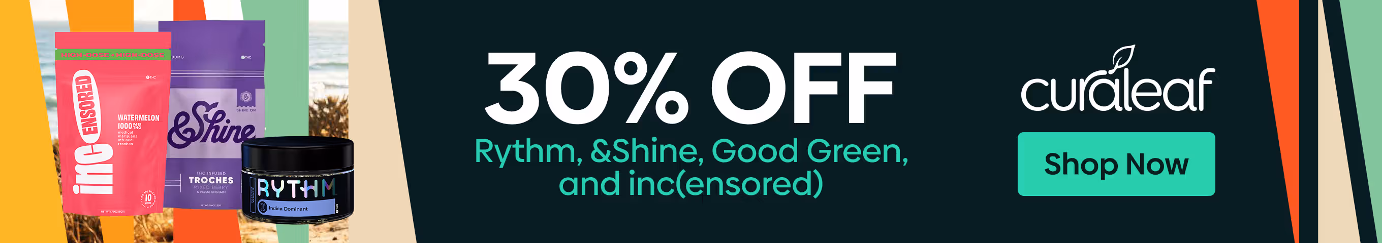 Cannabis Promo, Cannabis Sales, Cannabis Discounts, Cannabis on Sale, 30% Off Rythm, &Shine, Good Green & inc(ensored)