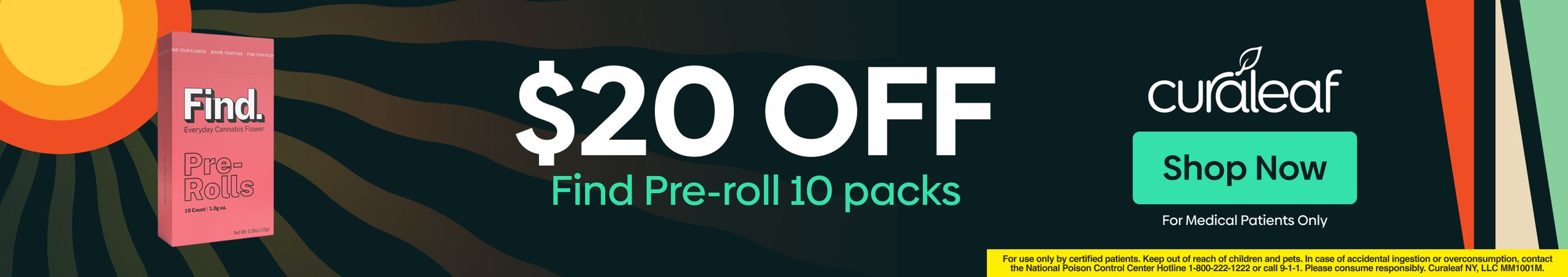 Cannabis Promo, Cannabis Sales, Cannabis Discounts, Cannabis on Sale, $20 Off Find 10g 10pk Pre-Rolls!