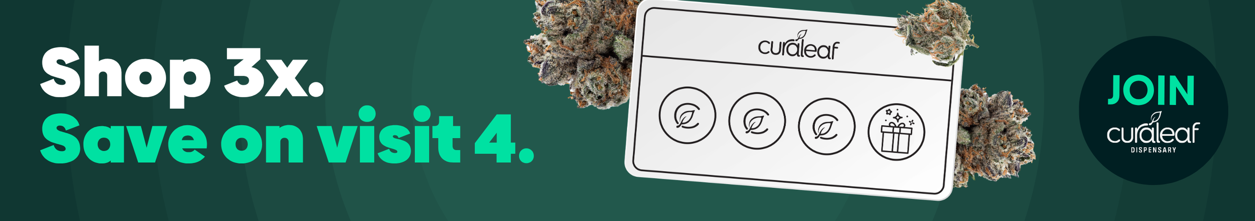 Cannabis Promo, Cannabis Sales, Cannabis Discounts, Cannabis on Sale, Shop 3 Times Save on Visit 4