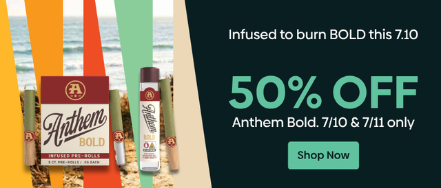 Cannabis Promo, Cannabis Sales, Descuentos en cannabis, Cannabis on Sale, ¡50% OFF PRE-ROLLADOS INFUSIONADOS ANTHEM BOLD Y PACKS!
